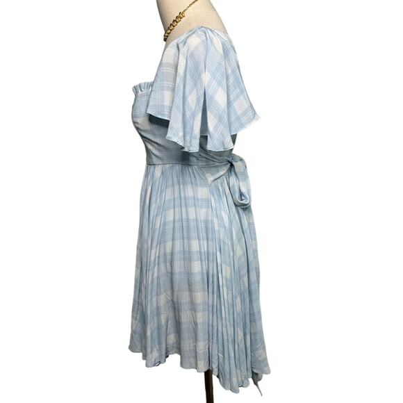 Maison Amory Sugarmilk Mini sweetheart dress dream sea blue plaid size small S - Picture 2 of 6